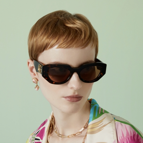 NEW GUCCI WOMEN HAVANA OVAL SUNGLASSES GG1421S 002 main image 3